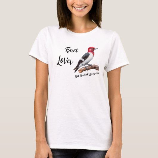 Bird Lover Red Headed Woodpecker T-Shirt (Vorderseite)