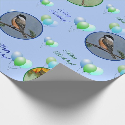 Bird Lover's Birthday - Chickadees Geschenkpapier (Ecke)