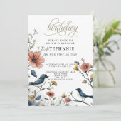 Bird Lovers Birthday Party Einladung (Stehend Vorderseite)
