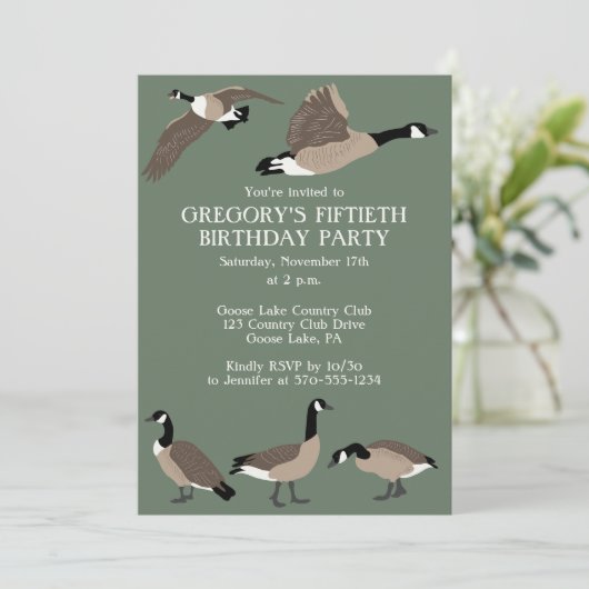Bird Lovers Canada Gänse Birthday Party Einladung (Stehend Vorderseite)