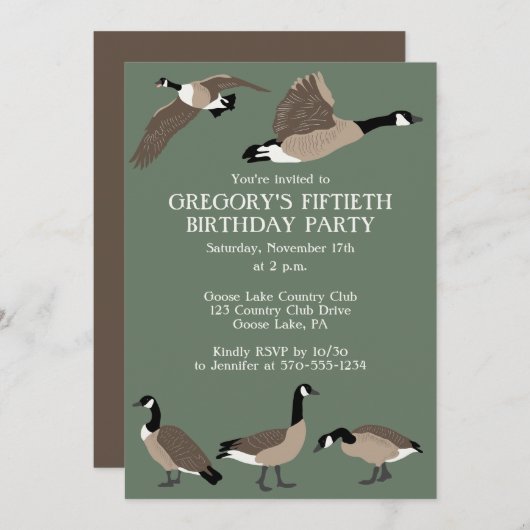 Bird Lovers Canada Gänse Birthday Party Einladung (Vorne/Hinten)