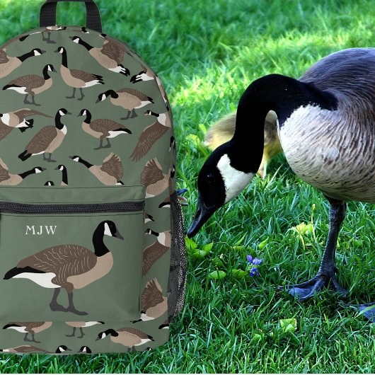 Bird Lovers Canada Génées Muster Sage Green Bedruckter Rucksack