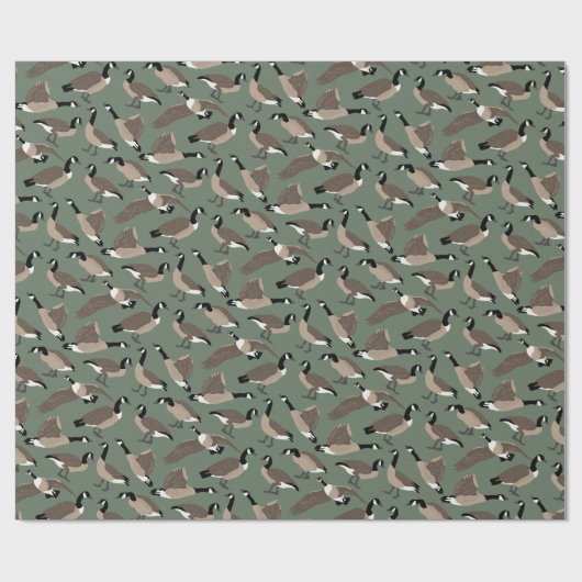 Bird Lovers Canada Génées Muster Sage Green Geschenkpapier (Flach)