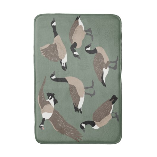 Bird Lovers Canada Gese Illustration Sage Green Badematte (Vorderseite Vertikal)