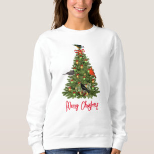 Bird Lover's Christmas Tree and Songbirds Sweatshirt