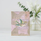 Bird Mixed Media Collage Postkarte (Stehend Vorderseite)