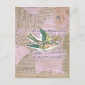Bird Mixed Media Collage Postkarte (Vorderseite)