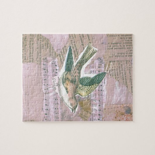 Bird Mixed Media Collage Puzzle (Horizontal)