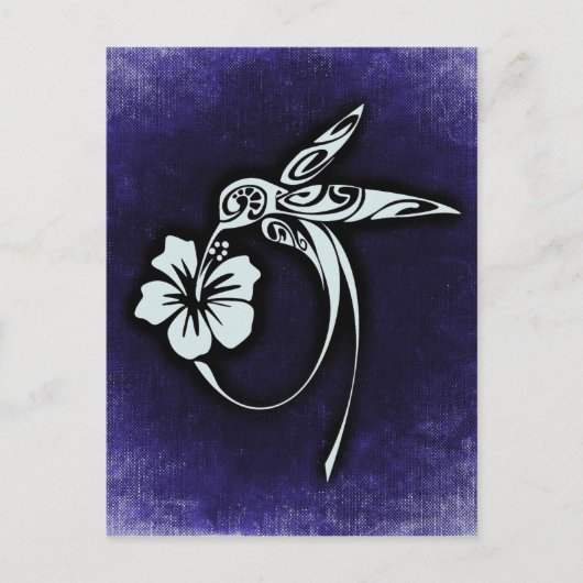 Bird Motif auf Blue Postkarte (Vorderseite)