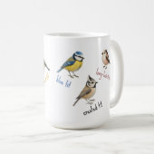 Bird Mug – Garden Birds Watercolour Coffee Cup Kaffeetasse (VorderseiteRechts)
