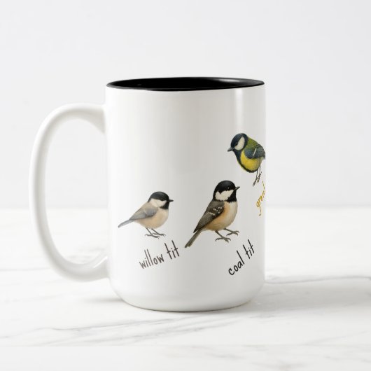 Bird Mug – Garden Birds Watercolour Coffee Cup Zweifarbige Tasse (Links)