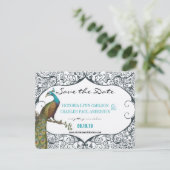 Bird Navy Whimsical Peacock Love Save the Date Einladung (Stehend Vorderseite)
