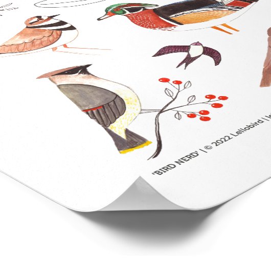 Bird Nerd Art Print Poster (Ecke)