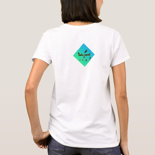 Bird Nerd Blue Green Ombre T - Shirt (Rückseite)