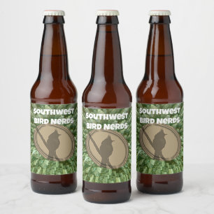 Bird Nerd Club Group Silhouette Brown Green Vogelb Bierflaschenetikett