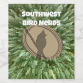 Bird Nerd Club Group Silhouette Brown Green Vogelb Weinetikett (Einzelnes Label)