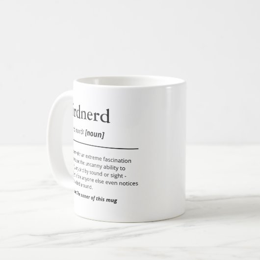 Bird Nerd Definition Funny Birdwatcher Gift Kaffeetasse (Vorderseite Links)