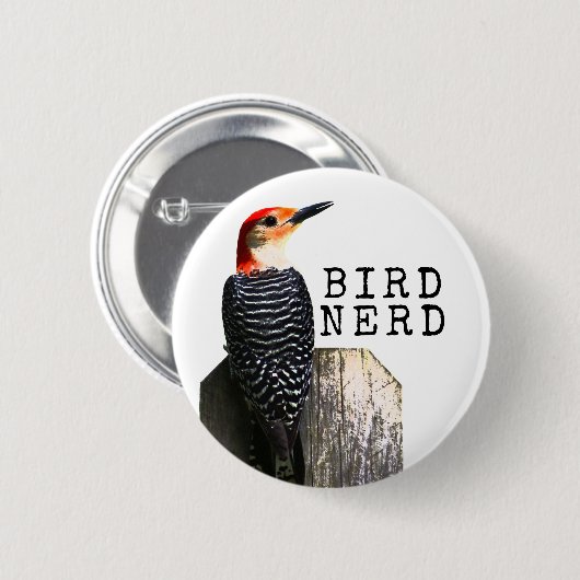 Bird Nerd Red-Bellied Woodpecker Button (Vorne & Hinten)