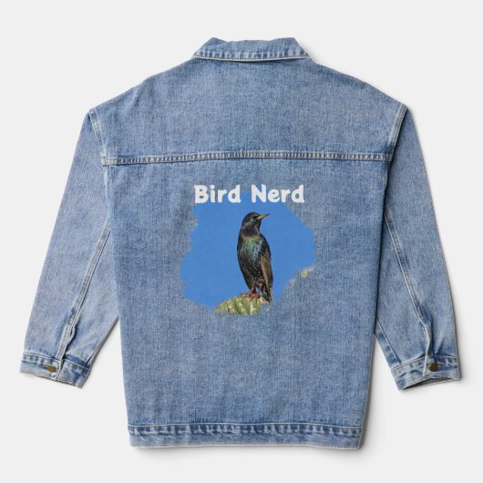 Bird Nerd Starling Vogelbeobachtung Hobby Birdwatc Jeansjacke (Rückseite)
