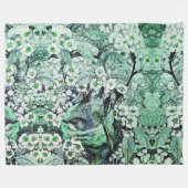 BIRD NEST, BAUM, GRÜNE WEISSE BLUMEN FLEECEDECKE (Vorderseite (Horizontal))