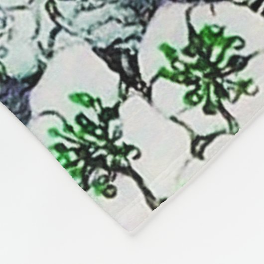 BIRD NEST, BAUM, GRÜNE WEISSE BLUMEN FLEECEDECKE (Ecke)