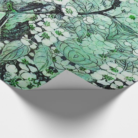 BIRD NEST, BAUM, GRÜNWEISE BLUME, Blumenblättrige Geschenkpapier (Ecke)