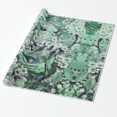 BIRD NEST, BAUM, GRÜNWEISE BLUME, Blumenblättrige Geschenkpapier (Ungerollt)