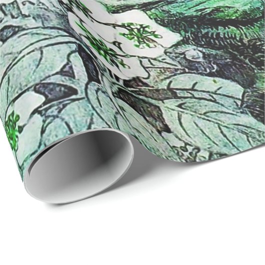 BIRD NEST, BAUM, GRÜNWEISE BLUME, Blumenblättrige Geschenkpapier (Rolleneckpunkt)