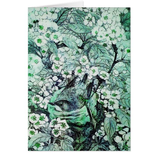 BIRD NEST , BAUM MIT GRÜNEN WEISSEN FRÜHSTÜCKSBLUM (Vorne)