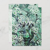 BIRD NEST , BAUM MIT GRÜNEN WEISSEN FRÜHSTÜCKSBLUM ANKÜNDIGUNGSPOSTKARTE (Vorne/Hinten)