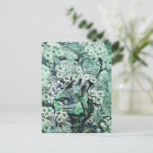 BIRD NEST , BAUM MIT GRÜNEN WEISSEN FRÜHSTÜCKSBLUM ANKÜNDIGUNGSPOSTKARTE (Stehend Vorderseite)