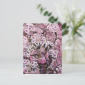 BIRD NEST , BAUM MIT WEISS ROTEN PINKSPRINGBLUMEN ANKÜNDIGUNGSPOSTKARTE (Stehend Vorderseite)