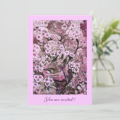 BIRD NEST , BAUM MIT WEISS ROTEN PINKSPRINGBLUMEN EINLADUNG (Stehend Vorderseite)