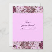 BIRD NEST , BAUM MIT WEISS ROTEN PINKSPRINGBLUMEN EINLADUNG (Rückseite)