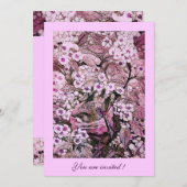 BIRD NEST , BAUM MIT WEISS ROTEN PINKSPRINGBLUMEN EINLADUNG (Vorne/Hinten)