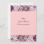 BIRD NEST , BAUM MIT WEISS ROTEN PINKSPRINGBLUMEN EINLADUNG (Rückseite)