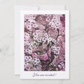 BIRD NEST , BAUM MIT WEISS ROTEN PINKSPRINGBLUMEN EINLADUNG (Vorderseite)