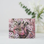 BIRD NEST , BAUM MIT WEISS ROTEN PINKSPRINGBLUMEN POSTKARTE (Stehend Vorderseite)
