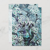 BIRD NEST , BAUM MIT WEISSEN BLUE SPRING BLUMEN ANKÜNDIGUNGSPOSTKARTE (Vorne/Hinten)