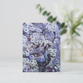 BIRD NEST , BAUM MIT WEISSEN BLUE SPRING BLUMEN POSTKARTE (Stehend Vorderseite)