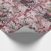 BIRD NEST , BAUM MIT WEISSEN PINKSPRINGBLUMEN GESCHENKPAPIER (Ecke)