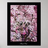 BIRD NEST, BAUPINK WEISS FRÜHSTÜCK BLUMEN schwarz Poster (Vorne)