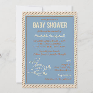 Bird Nest Blue Baby Shower Einladung
