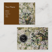 BIRD NEST, BROWN WHITE SPRING BLUMEN MONOGRAM VISITENKARTE (Vorne/Hinten)