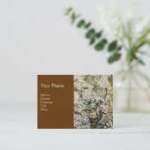 BIRD NEST, BROWN WHITE SPRING BLUMEN MONOGRAM VISITENKARTE (Stehend Vorderseite)