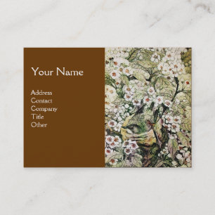 BIRD NEST, BROWN WHITE SPRING BLUMEN MONOGRAM VISITENKARTE