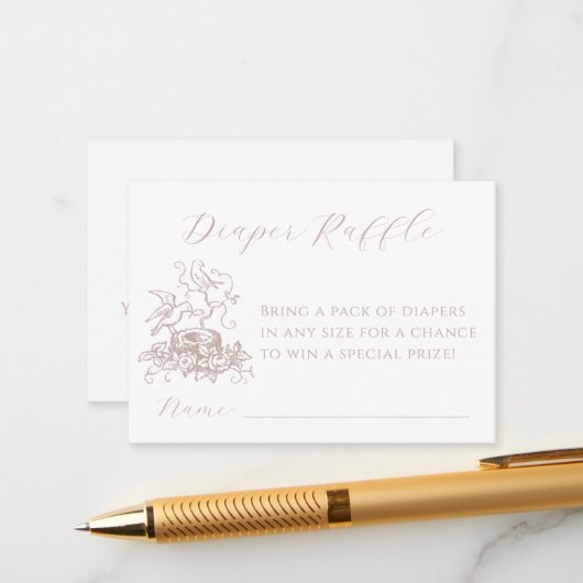 Bird Nest Diaper Raffle Babydusche Einsteckkarte Begleitkarte (Vorderseite/Rückseite Beispiel)