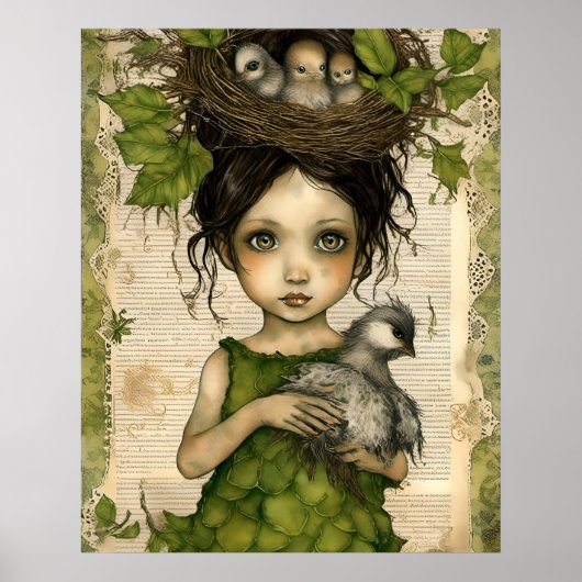 Bird Nest Doll Collage Poster (Vorne)