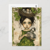 Bird Nest Doll Collage Postkarte (Vorne/Hinten)