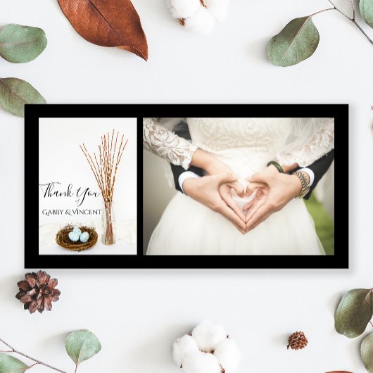 Bird Nest Eggs Pussy Willows Wedding Vielen Dank Dankeskarte